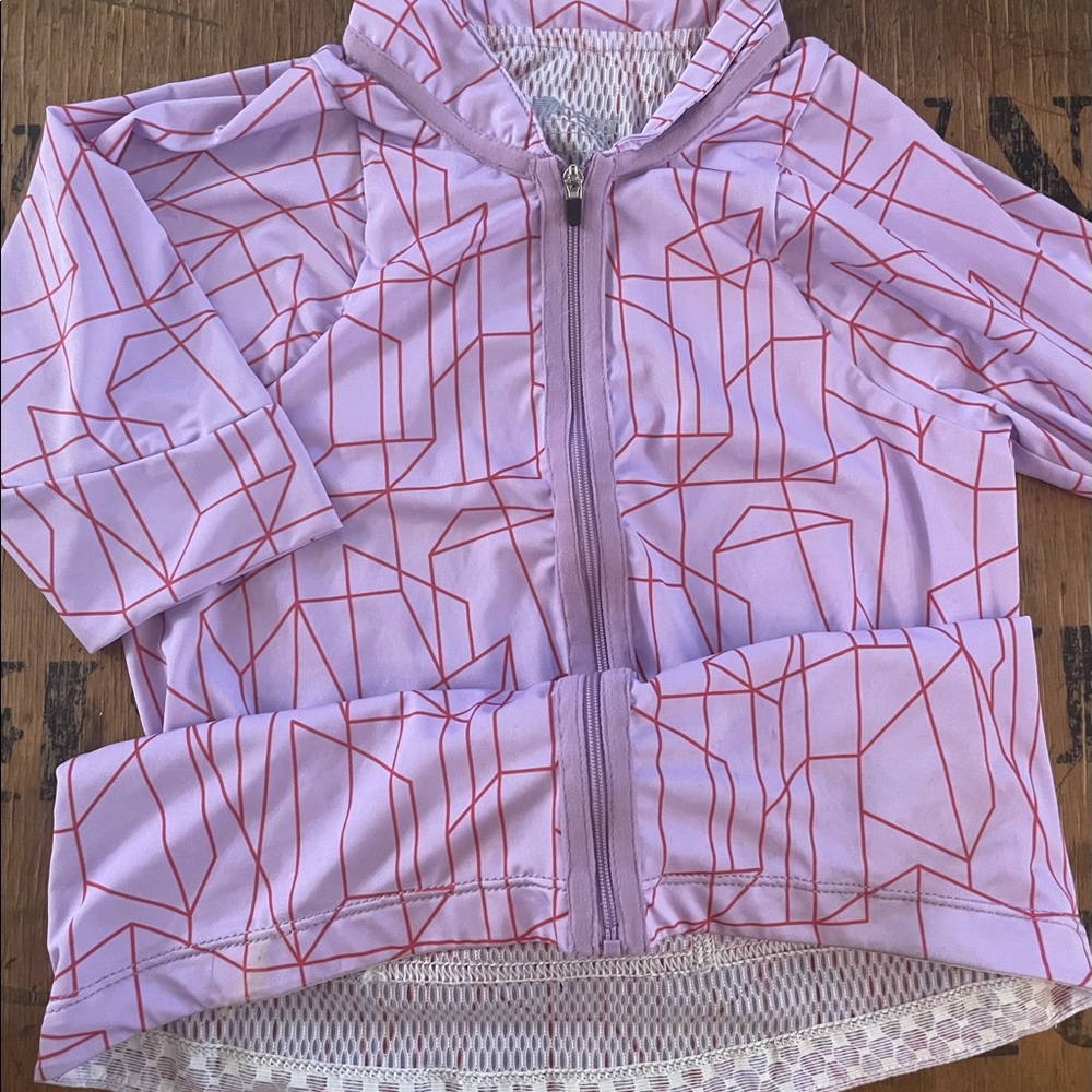 Women's Lilac Geometric Zip Hoodie Jacket - Unknown Brand